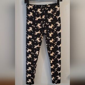 Bobbie Brooks stretchy Black Unicorn hearts stars rainbow Leggings  XL 14 16